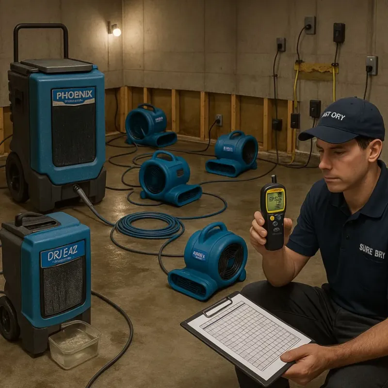 Structural Drying and Dehumidification process in Oakham, MA